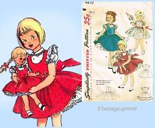 Simplicity 4870: 1950s Tot Dress Matching Doll Dress sz 2 Vintage Sewing Pattern picture