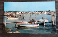 Falmouth Harbor Cape Cod Massachusetts 1966 Vintage Boats Dock Water Postcard picture