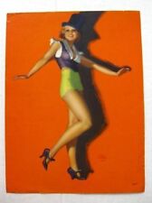 1940s Earl Moran Pinup Girl Picture Sexy Red Head Dancer in Top Hat picture
