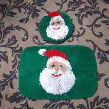 VTG Homemade Santa Toliet Seat Cover and Mat Rug Christmas Holiday  picture