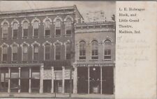 L.E. H. Block Little Grand Theatre 5 Cent Show Madison Indiana 1908 Postcard picture