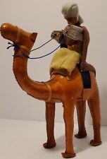 Vtg Genuine Leather Camel Rider Saddle Dromedary Arabian Doll Handmade Figurine picture