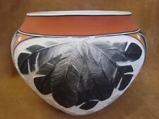Acoma Pueblo Indian  Fine Line Hand Pained Feather Pottery by C Joe picture