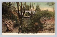 Rockford IL-Illinois, Swiss Cottage, Stone Bridge, Antique Vintage Postcard picture