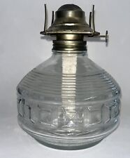 VINTAGE KAADAN CLEAR PRESSED GLASS OIL LAMP BASE AND BURNER ONLY 7” Tall picture