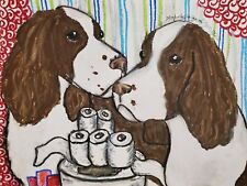 Springer Spaniel ACEO PRINT Mini Art Card 2.5 X 3.5 Signed KSAMS Dog Collectible picture