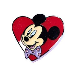 Vintage Mickey Mouse Disney Heart Lapel Pin Valentine Plastic Gibson Greeting picture