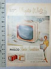 1958 Philco TV Vintage Print Ad Television Slender Seventeener Alligator White picture