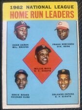 1963 Topps #3 NL 1962 Home Run Leaders VG +👀 Hank Aaron Mays Banks Robinson HOF picture