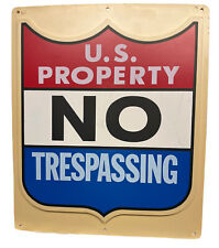 Vintage U.S. Property No Trespassing Raised 3-D Plastic Wall Sign 13.5”x11.5” picture