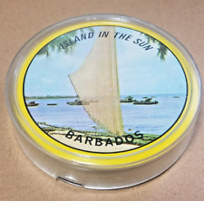 VINTAGE 1970'S CIRCULAR BARBADOS PLAYING CARDS SET  IN PLASTIC CASE HONG KONG picture