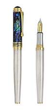 Xezo Maestro 925 Sterling Silver & Sea Shell Fountain Pen w/ Gold, Fine Nib. LE picture