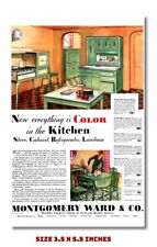 1930's MONTGOMERY WARD COLOR IN KITCHEN OLD AD MAGNET picture