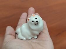 American Eskimo Husky Dog Miniature Figurine Ceramic Hand Painted Collectible picture