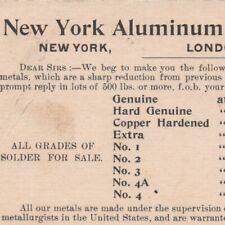 1894 New York Aluminum Bearing Metal Company London Chicago Advertising Postcard picture