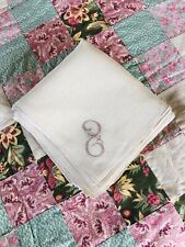 Vintage Pure Linen Cotton Embroidery Cream Ivory Napkins Set of 12 - 16 Inch picture