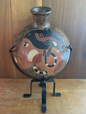 Mayan pottery vase by Nicaragua artist Pedro Guerrero, Glazed, With Stand picture