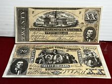 2 - 1962 Topps Civil War News Currency $20 XMNT Condition Confederate 5.5” Bills picture