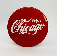 Vintage Enjoy Chicago Coca Cola Large Button Pin Advertising 6” picture
