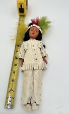 Vintage Native American Indian Girl Plastic Souvenir Doll Leather Cloth 12” Tall picture