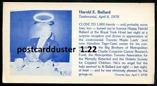 HAROLD E. BALLARD Postcard 1978 Toronto Maple Leafs Hockey Hall of Fame picture