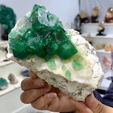 1.67LB Rare transparent GREEN cubic fluorite mineral crystal sample/China picture