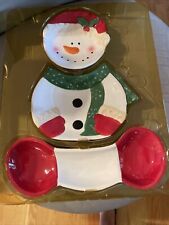 Santa's Workbench VTG Hand Painted Dolomite Santa Claus 3 Piece Candy Dish NEW picture