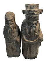 Two Chinese Japanese Asian Friars Resin Statues Made To Look Like Carved Wood picture