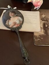 Antique Miniature Hand Held Mirror Queen Louise Of Prussia 10.5” Hand Painted picture
