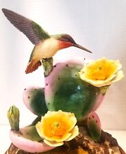 Andrea Sadek Rufous Hummingbird Figurine Pear Cactus Yellow Blooms Perfect Cond' picture