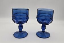 Vintage Indiana Kings Crown Thumbprint Cobalt Blue Goblets A Pair Of (2) 4.25