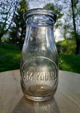 RARE Early Antique Milk Bottle Bowling Pin Shape C.M. Young Waverly NY Pat 1902 picture
