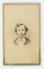 Antique ID'd CDV Circa 1860s Handsome Man Bow Tie Named Schollmullen Brooklyn NY picture