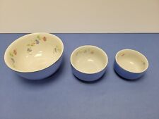 Vintage Hall Morning Glory Bowls (1) LG Thick Rimmed Blue & White Floral plus 2 picture