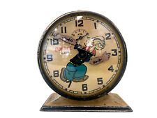 RARE 1930's POPEYE ALARM CLOCK KING FEATURES NEW HAVEN Co LITHO METAL CASE VTG picture