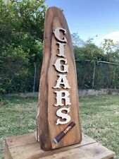 Cigar Lounge Whiskey Bar Mahogany Wood Sign Raised Rustic Tavern Antique Look picture
