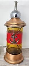 Vintage Nautical Lantern Liquor Decanter Chrome Spout & Amber Glass Anchor Logo picture