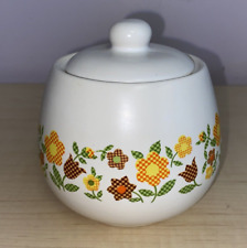 McCoy Pottery Sugar Storage 1970’s Quilted Gingham Flowers picture