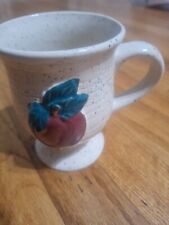 Vintage Glazed Ceramic Embossed Apple on Side Coffee Mug 5