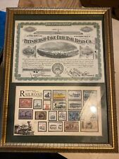 Vtg 1955 Pittsburgh & Lake Erie Railroad Stock Certificate Stamps 17.5x13.5 picture