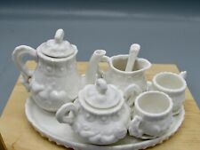 Vintage Nobel Ball White Fruit Embossed Miniature Tea Set Prairie House Ohio picture