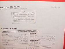 1981 CRAIG CB RADIO SERVICE SHOP MANUAL MODEL L150 picture