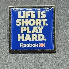 Vintage REEBOK Life Is Short Play Hard Lapel Pin British Knights Sneaker Shoe Co picture