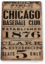 TIN SIGN Chicago Wrigley Field Rustic Sign Card Baseball Shop Store A040 picture