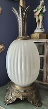 Hollywood Regency Vintage Bronze Opalescent Pineapple Lamp Rare Find picture