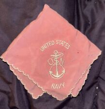 United States USN Navy handkerchief embroidered anchor pink Navy Vintage picture