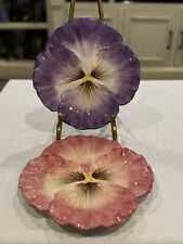 Set of 2 Fitz And Floyd Classics Halcyon Pansy-Shaped Plate Wall Hangings 9-1/4” picture