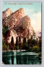 Yosemite Valley CA-California, Three Brothers, Antique, Vintage c1909 Postcard picture