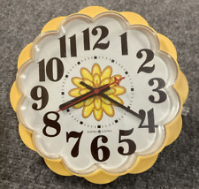 Vintage 1960s GE General Electric USA Yellow Daisy Flower Wall Clock Model 2197A picture