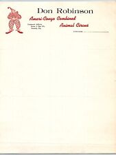 Don Robinson Ameri-Congo Combined Animal Circus Letterhead c1957 Clown Scarce picture